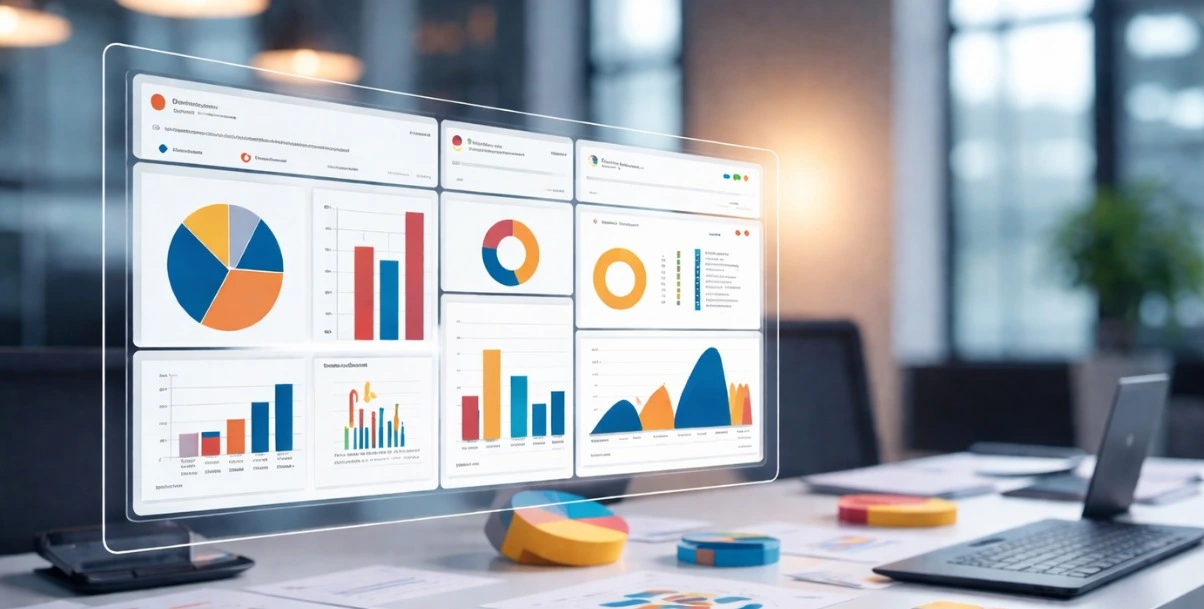 Digital marketing analytics dashboard displaying performance charts and campaign metrics for off-season marketing strategy.